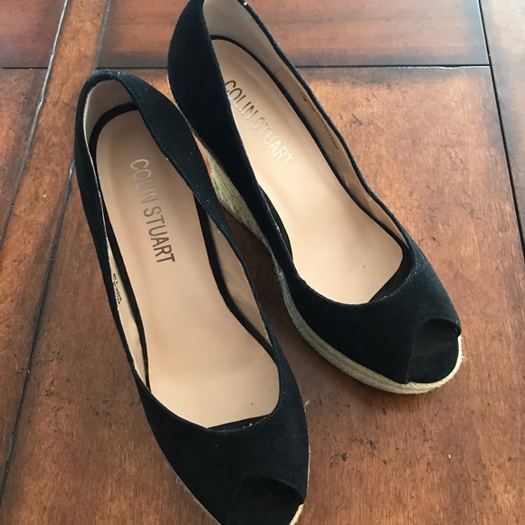 COLIN STUART 7.5 wedge espadrille peep toe heels - Picture 3 of 15